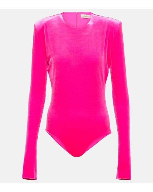 Alexandre Vauthier Pink Velvet Bodysuit