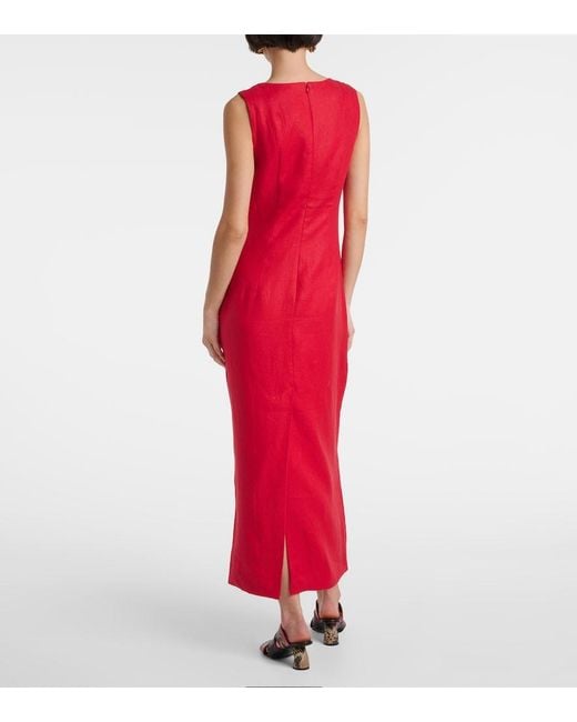 Faithfull The Brand Red Felice Linen Maxi Dress