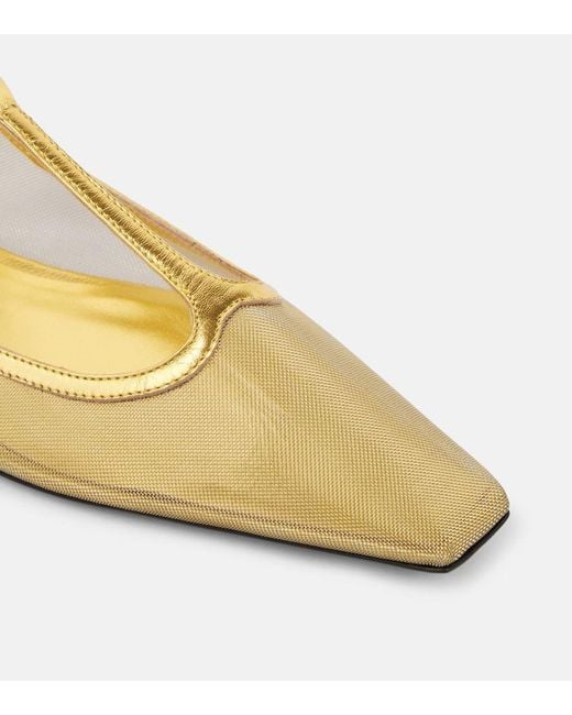 The Attico Natural Juno Mesh Mary Jane Flats
