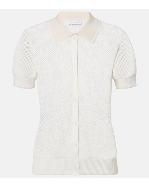 Stella McCartney White Crochet Cotton Polo Shirt