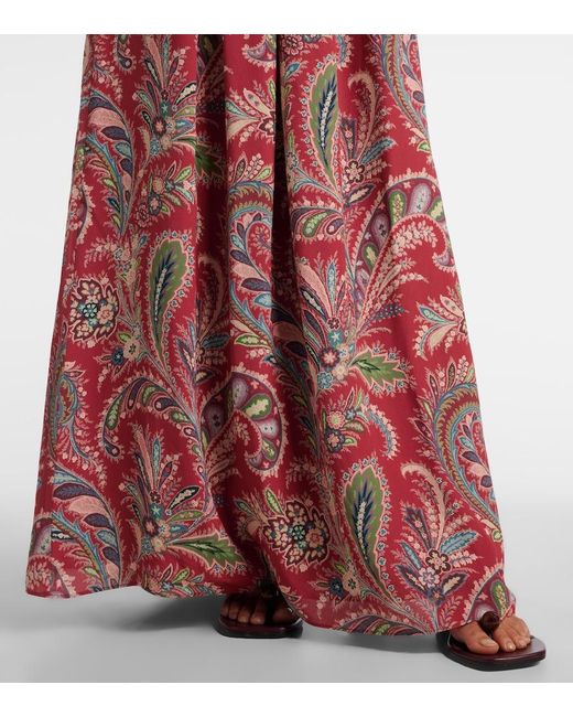 Etro Red Paisley Maxi Dress