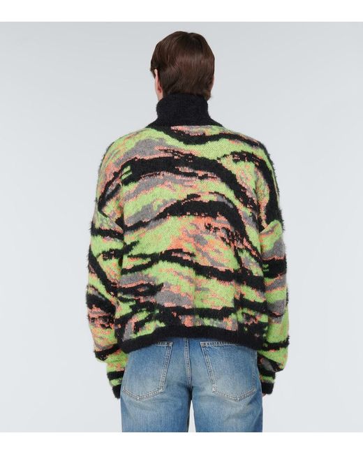 ERL Green Tiger Jacquard Sweater for men