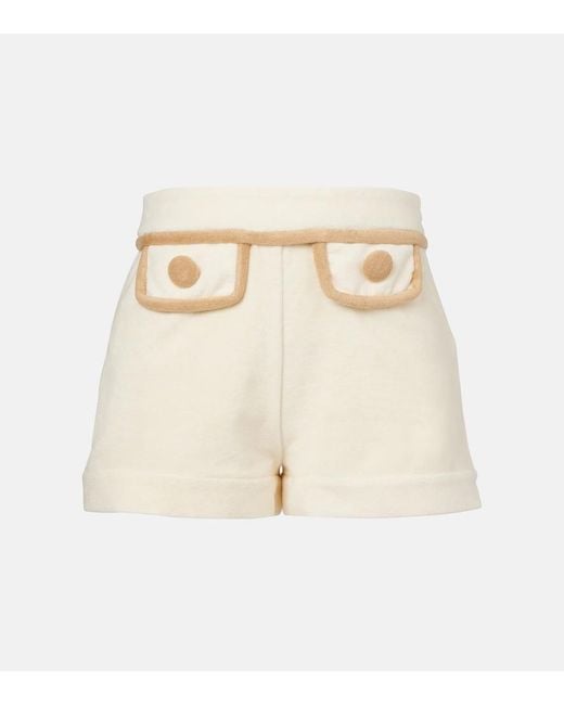 Adriana Degreas Natural Colorblocked Cotton-Blend Terry Shorts