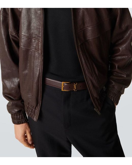 Saint Laurent Guertel Cassandre Aus Leder in Brown für Herren