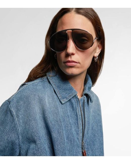 Loewe Gray Hillock Aviator Sunglasses