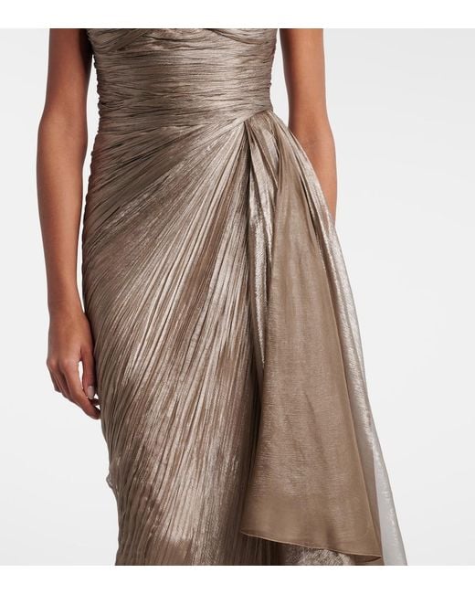 Maria Lucia Hohan Brown Jolie Lace-Trimmed Silk Bustier Dress