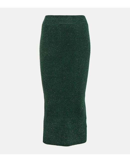Galvan Green Moonlight Metallic Knit Midi Skirt