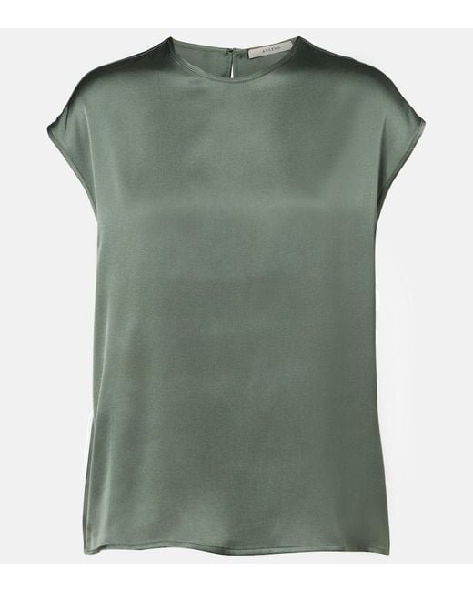 Asceno Green Dasha Silk Twill Top