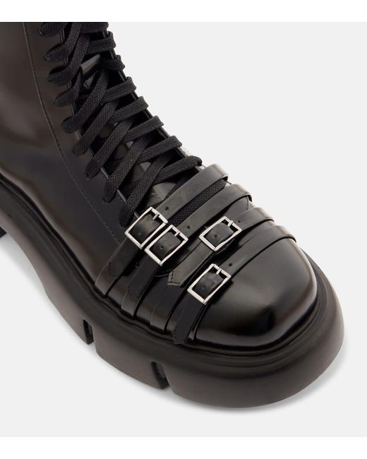 Simone Rocha Black Platform Leather Combat Boots