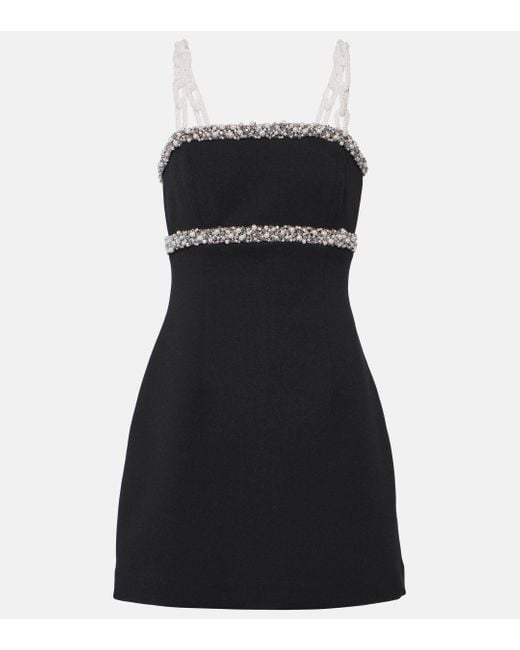 Rebecca Vallance Black Eva Embellished Stretch-cady Mini Dress