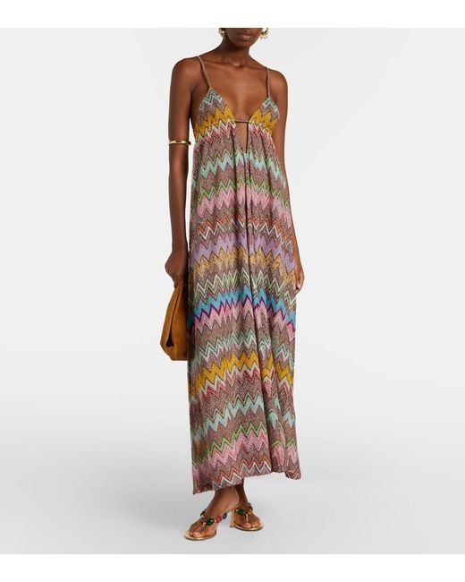 Missoni White Zigzag Lame Beach Dress