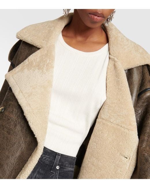 The Mannei Brown Jordan Shearling-lined Leather Coat