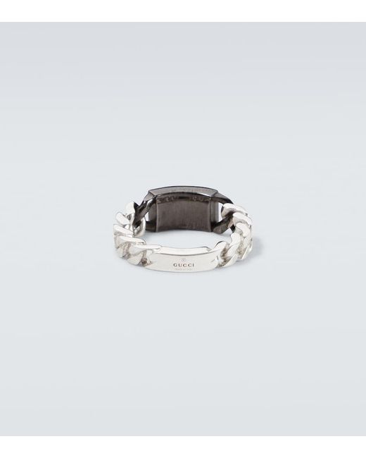 Gucci White Interlocking G Sterling Ring for men