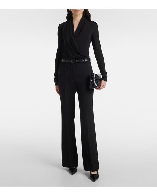 Totême  Black Draped Jersey Top