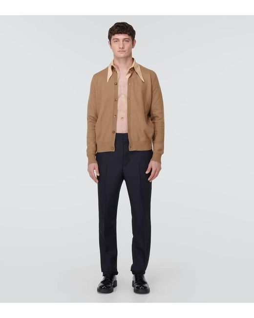 Prada Natural Layered Cashmere Cardigan for men