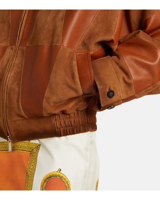 Versace Brown Leather And Suede Blouson Jacket