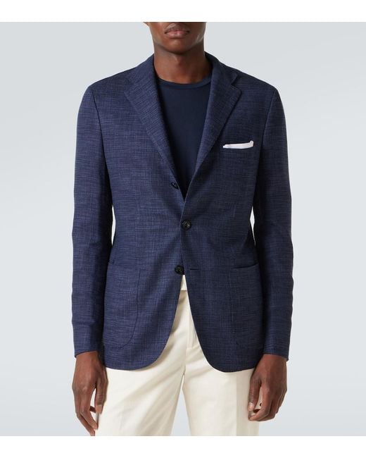 Kiton Blazer Aus Wolle, Seide Und Baumwolle in Blue für Herren