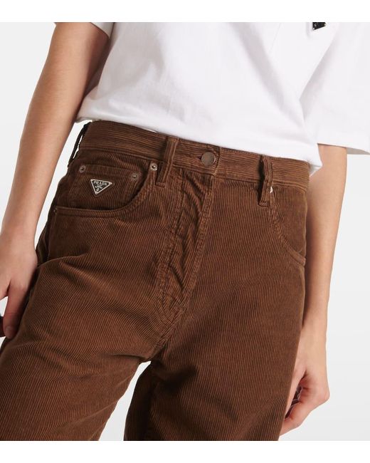 Pantaloni A Gamba Larga di Prada in Brown
