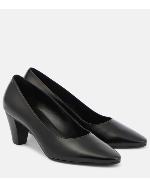 The Row Black Charlotte Leather Pumps