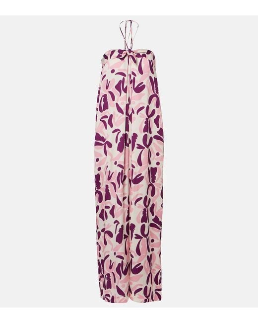 Adriana Degreas Pink Bold Floral Printed Maxi Dress