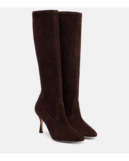 Manolo Blahnik Brown Myconia Suede Knee-High Boots