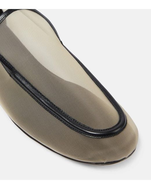 Khaite Natural Alessia Leather-Trimmed Mesh Loafers