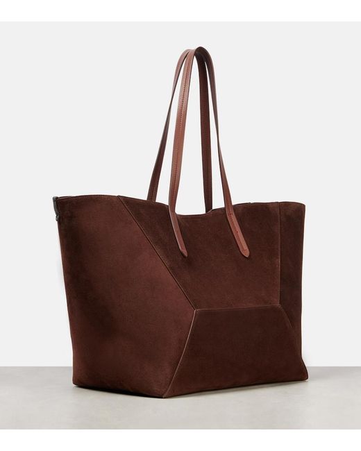 Brunello Cucinelli Brown Duo Large Suede Tote Bag