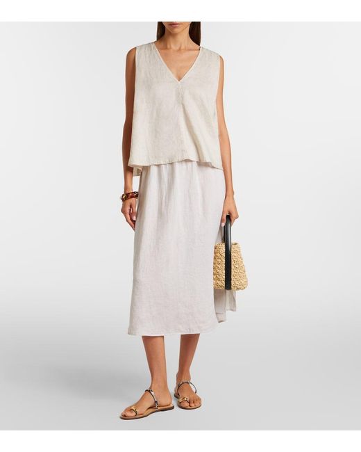 Velvet White Renna Linen Top