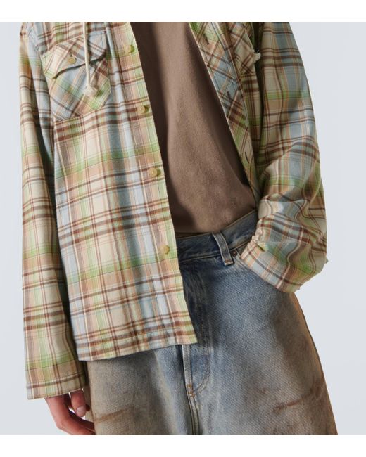 Acne Multicolor Checked Cotton Canvas Overshirt for men