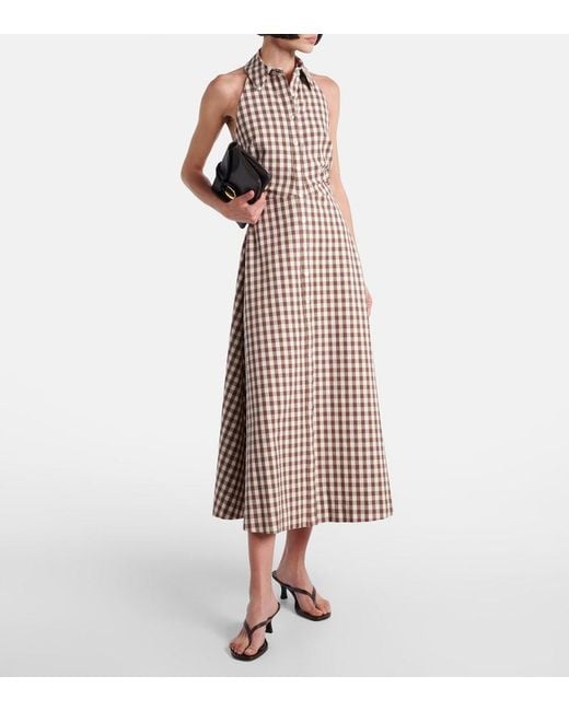 Veronica Beard Natural Mackey Gingham Seersucker Midi Dress