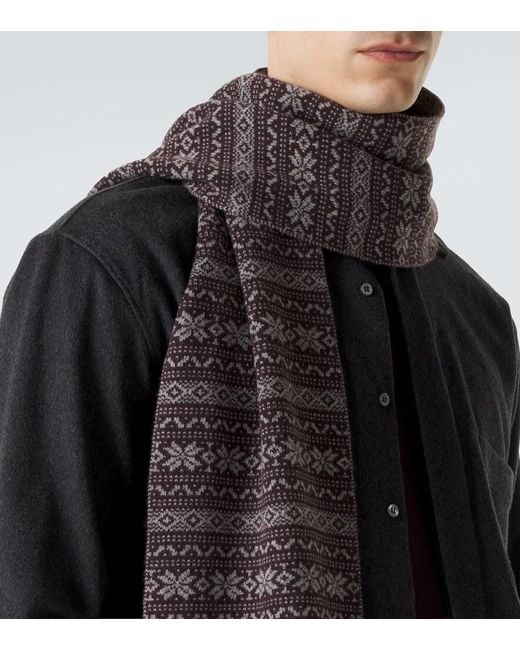 Sciarpa Fair Isle di Eleventy in Brown da Uomo