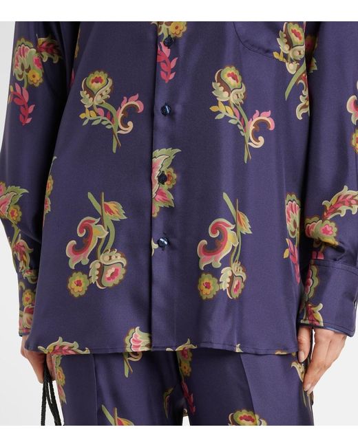 Etro Blue Printed Silk Shirt