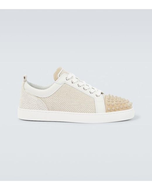 Christian Louboutin White Louis Junior Spikes Canvas Sneakers for men