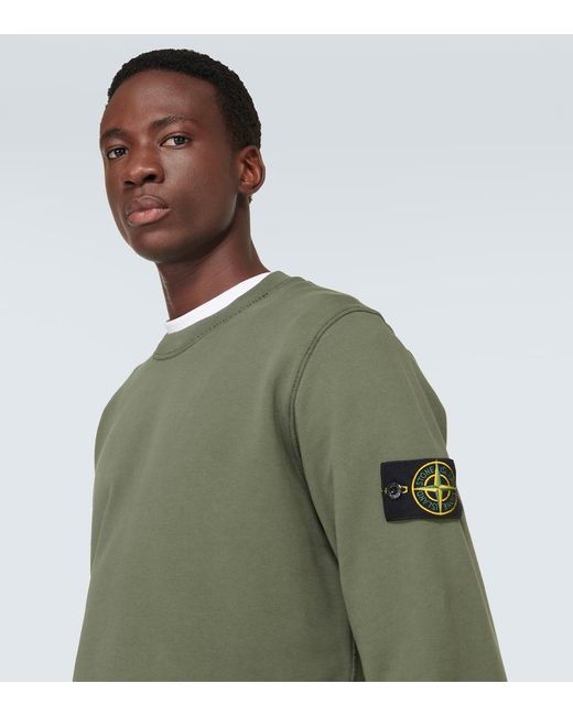 Stone Island Green Compass Cotton Jersey Sweatshirt for men