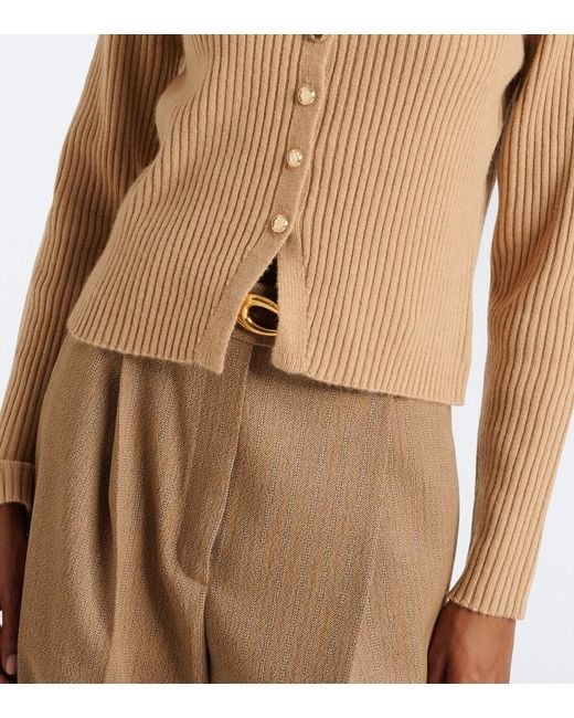 Jardin Des Orangers Natural Ribbed-Knit Wool And Cashmere Cardigan
