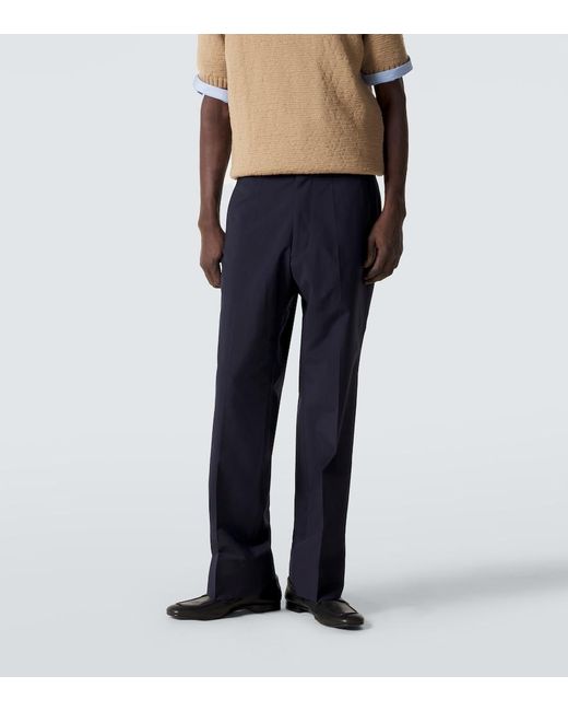 Prada Blue Wool And Mohair Straight Pants for men