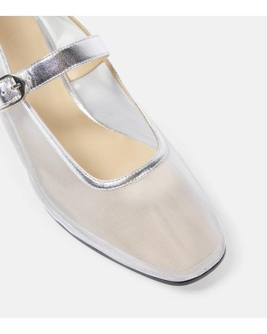 Le Monde Beryl White Leather-Trimmed Mesh Ballet Flats