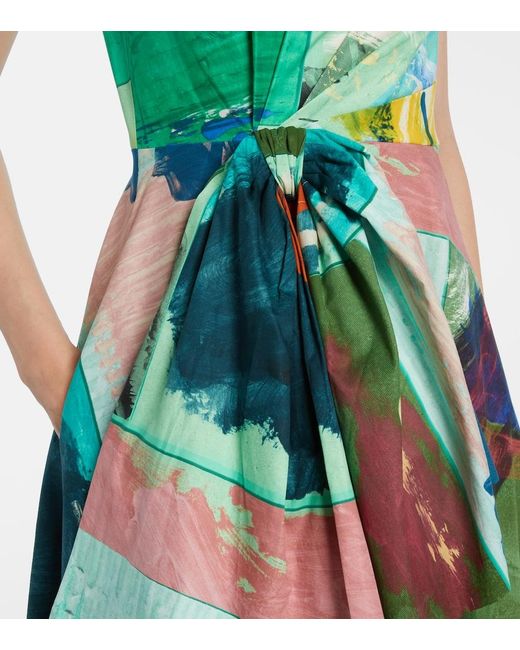 Roksanda Green Nura Bow-Detail Cotton Cocktail Dress