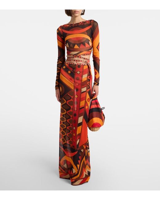 Emilio Pucci Red Picnic Iride Silk Top-Handle Bag