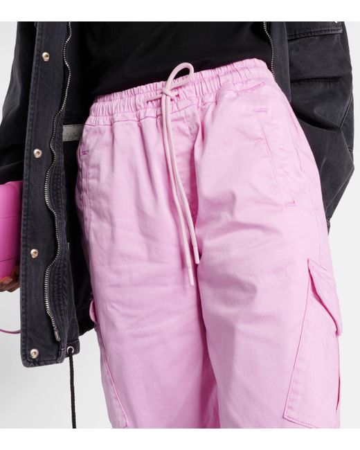 Pantalon cargo a taille haute en coton AG Jeans en coloris Pink