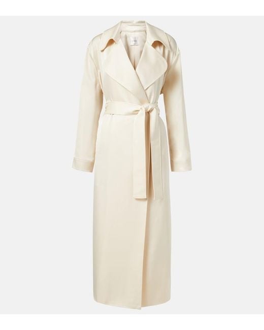 Leset Natural Barb Satin Trench Coat
