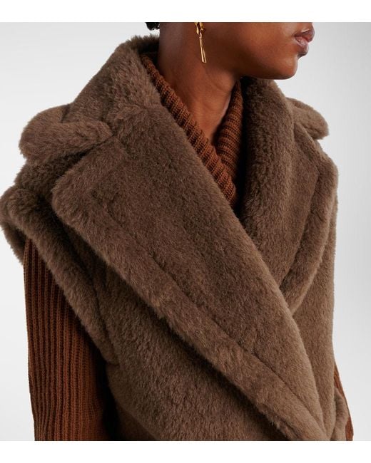 Max Mara Brown Alpaca, Wool, And Silk Teddy Vest