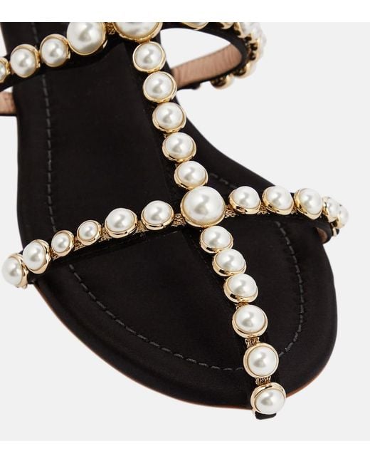 Giambattista Valli Black Maharani Faux Pearl-Embellished Sandals
