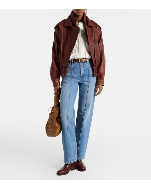 Isabel Marant Blue Drolane High-Rise Straight Jeans