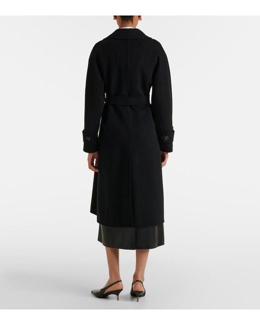 Max Mara Black Double-Breasted Virgin Wool Coat