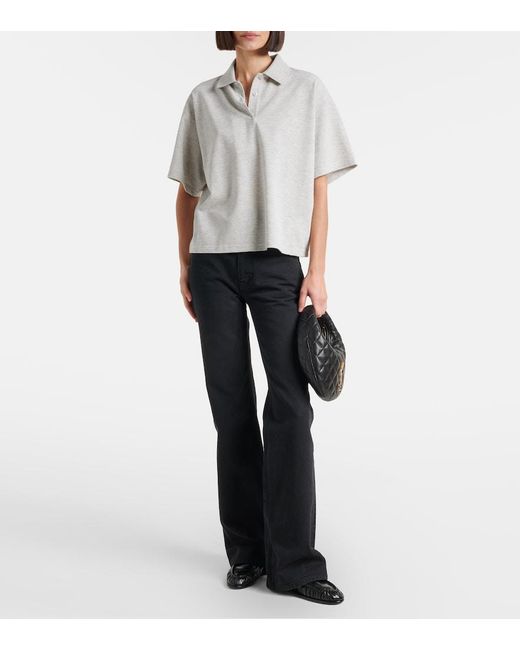 Saint Laurent Gray Cassandre Cotton-Blend Pique Polo Shirt