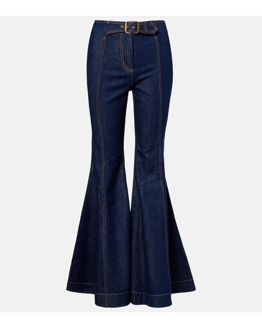 Zimmermann Blue Luna Belted Flared Jeans