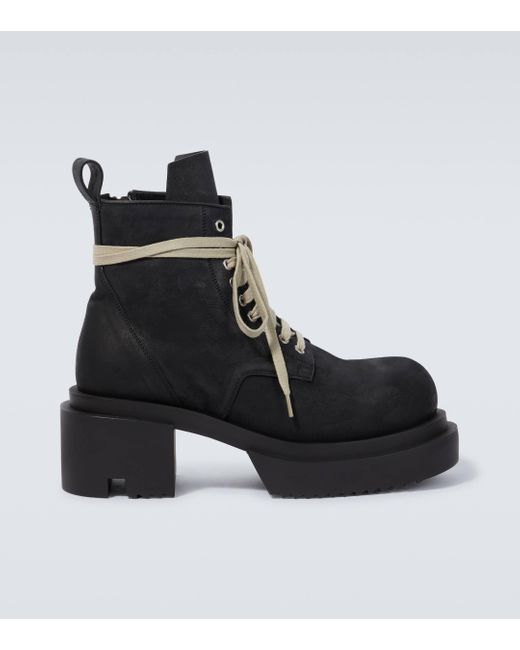 Rick Owens Black Leather Ankle Boots for men