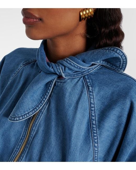 Patou Blue Tie-Neck Denim Jacket