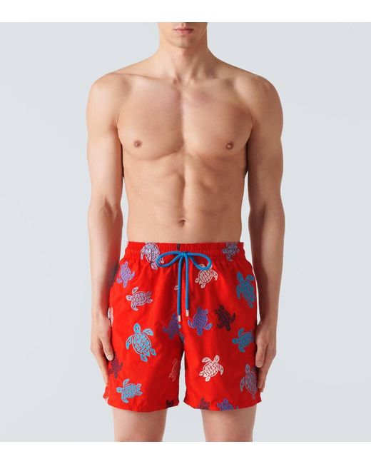 Vilebrequin Red Printed Swim Trunks for men
